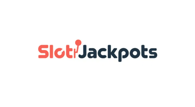 SlotJackpots.com premium domain logo – slot machine and coins for iGaming